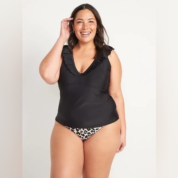 NWT! Black Ruffle-Trimmed Tankini Swim Top - Size Small 💎 - Picture 8 of 10
